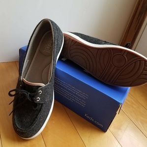 Keds Glimmer Felt Charcoal boat shoes